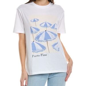 Wildfox Porto fino White Tee shirt with Blue umbrella Graphic 2 for $20